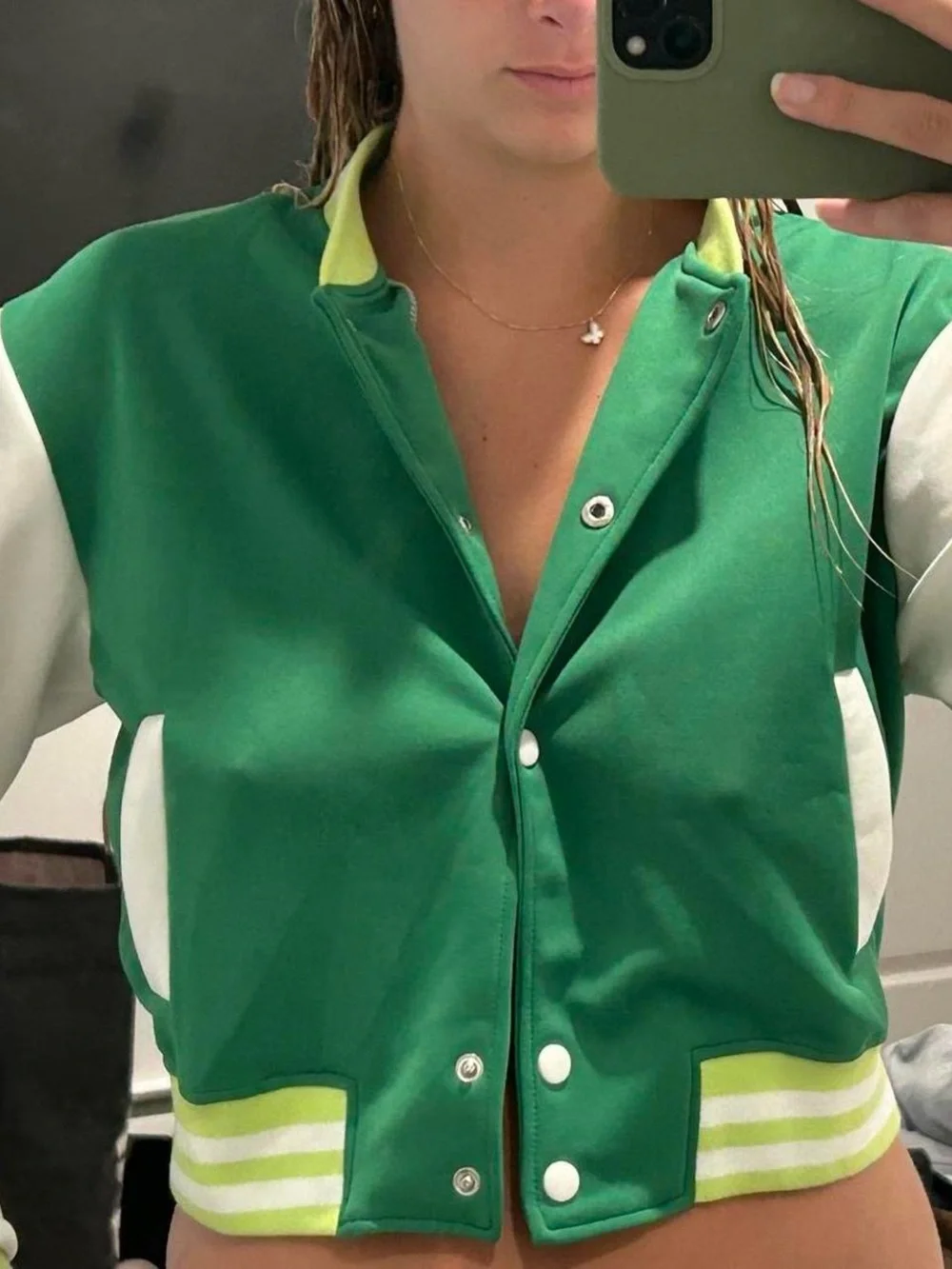 Tulane Green Varsity Jacket - Women’s Green & White Letterman Coat